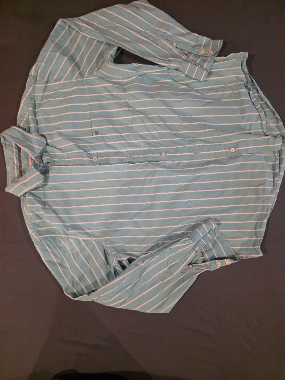Mossimo Supply Co. Men's Large Stripped Blue Polo Long Sleeve